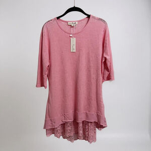 Simply Noelle 2-Piece Layered Dress in Textured Cotton Candy Pink with Lace Trim